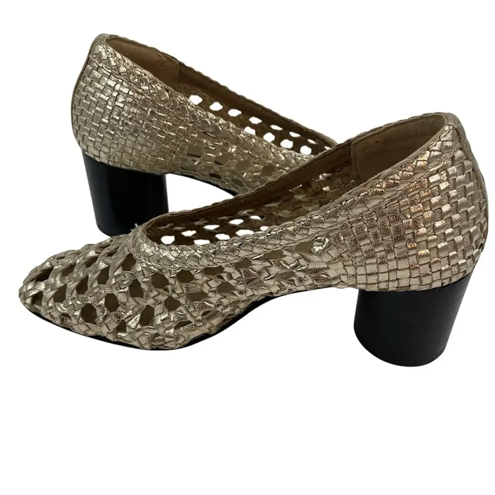 Anthropologie Pilcro 36 / 6 Woven Ballet Heels Metallic Gold